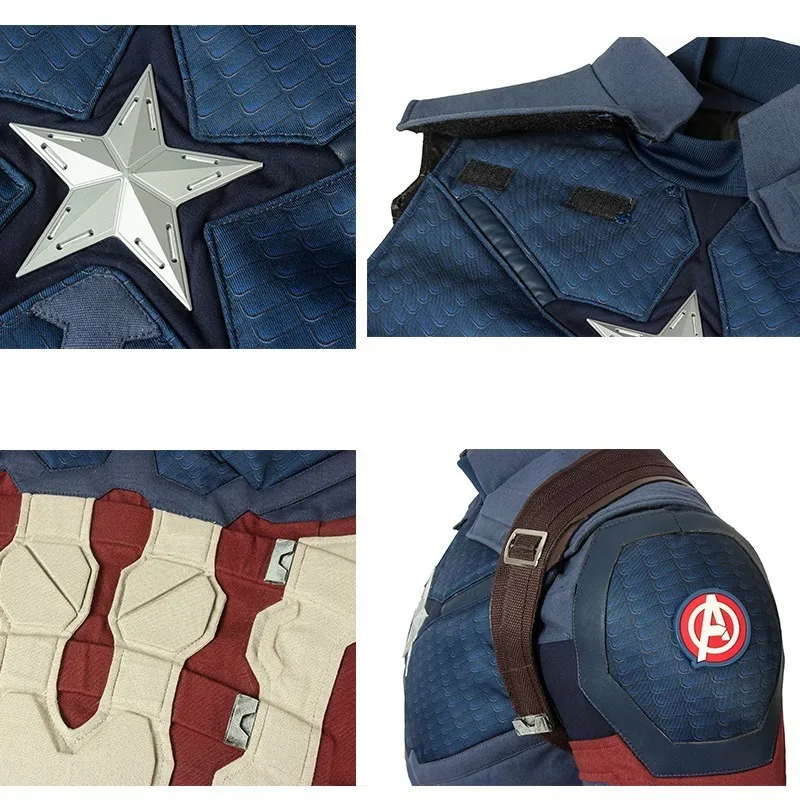 Avengers Endgame Captain America Costume Steven Rogers Cosplay Adult Halloween Christmas Carnival Party Only Jumpsuit Vest Glove
