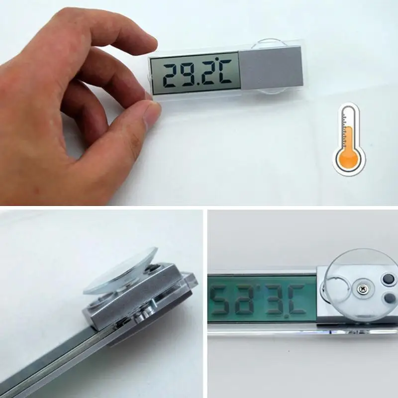 

LCD Vehicle-mounted Digital Window Thermometer On The Window Celsius Fahrenheit High Quality Car Digital Clock 9.5x3.4x2cm