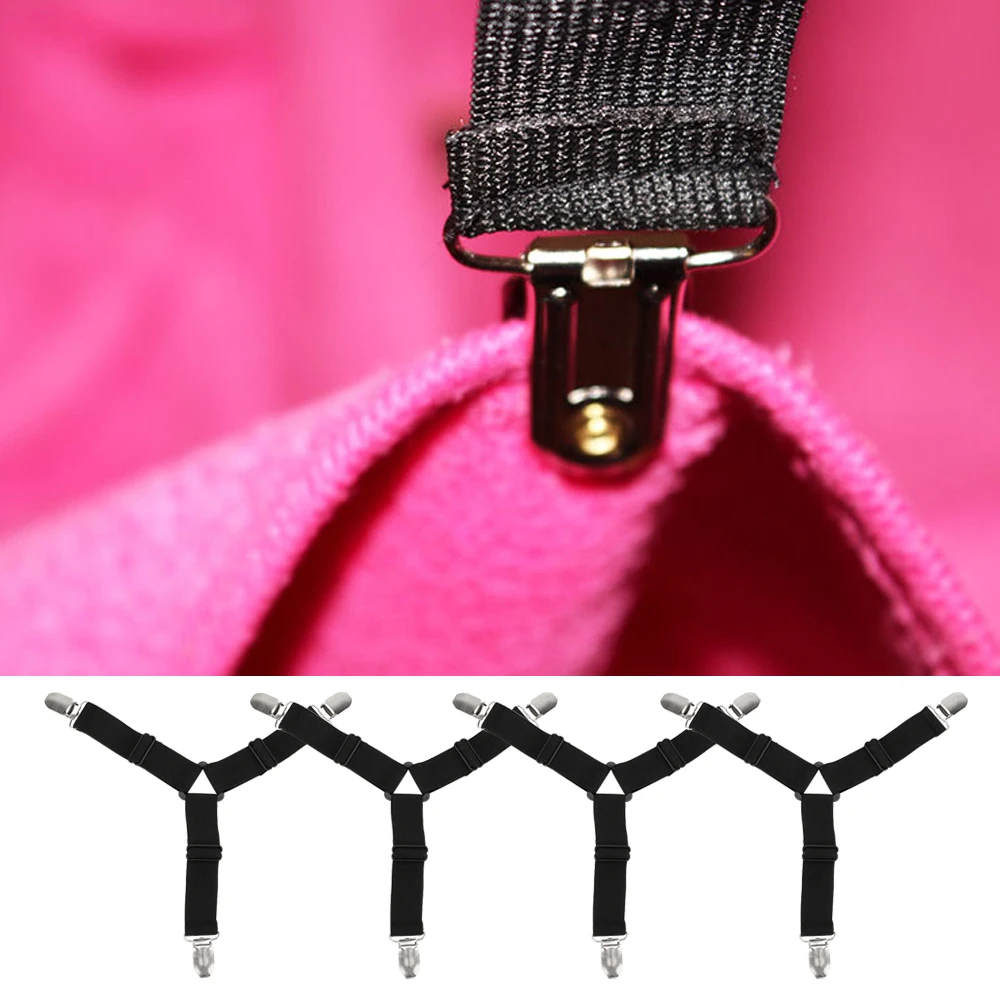 

4 pieces Slip-Resistant Belt Adjustable Bed Sheet Fixing Clips Mattress Duvet Blanket Fastener Straps Cover Grippers Holder