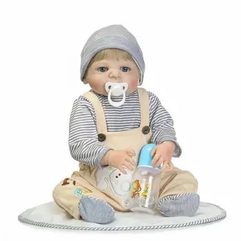 

Soft Silicone Realistic Reborn Baby Doll Playmate Eyes Opened White Skin Bebe Doll With Clothes Unisex Doll Toys for Kids Gifts