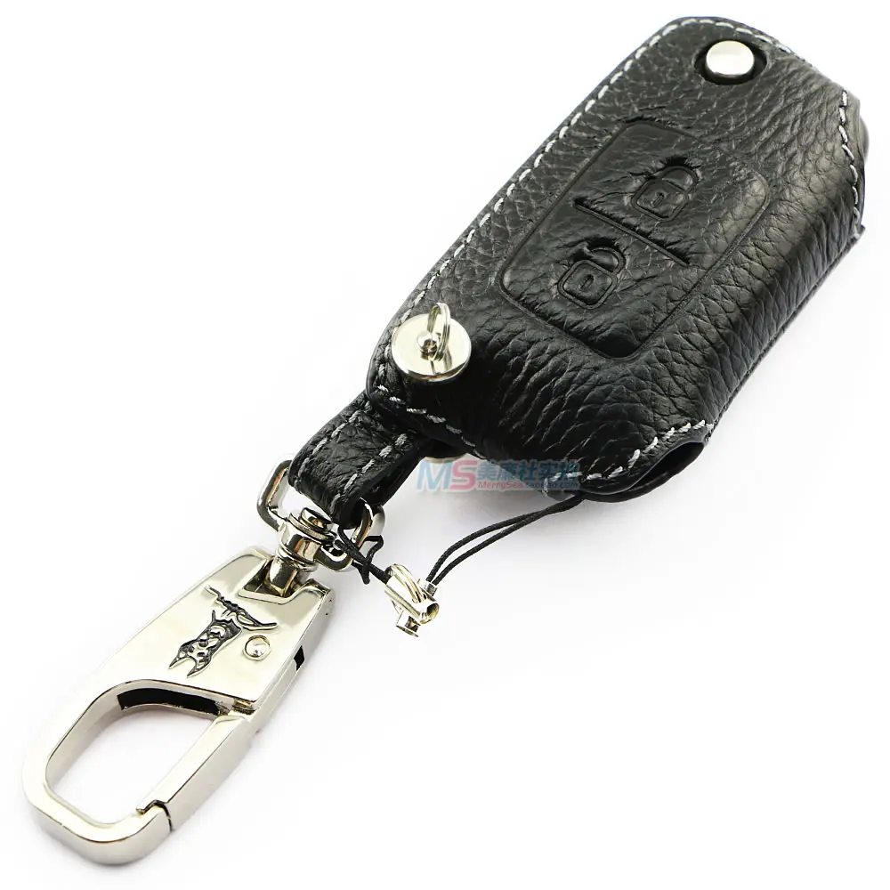 

Genuine Leather car key case fob cover for Chery a3 a5 Fulwin2 Cross Eastar Cowin5 QQme Tiggo auto accessories key chain black