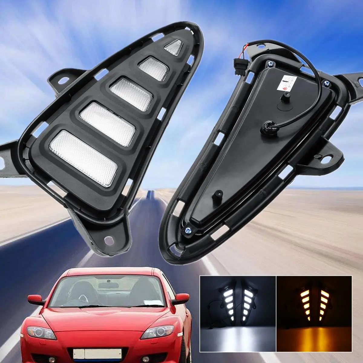 

Audew 2pcs Front Fog Lights For Toyota C-HR 2017 White/Yellow LED DRL Daytime Running Light Luminous Flux 2000 ABS 34x17x2.8cm