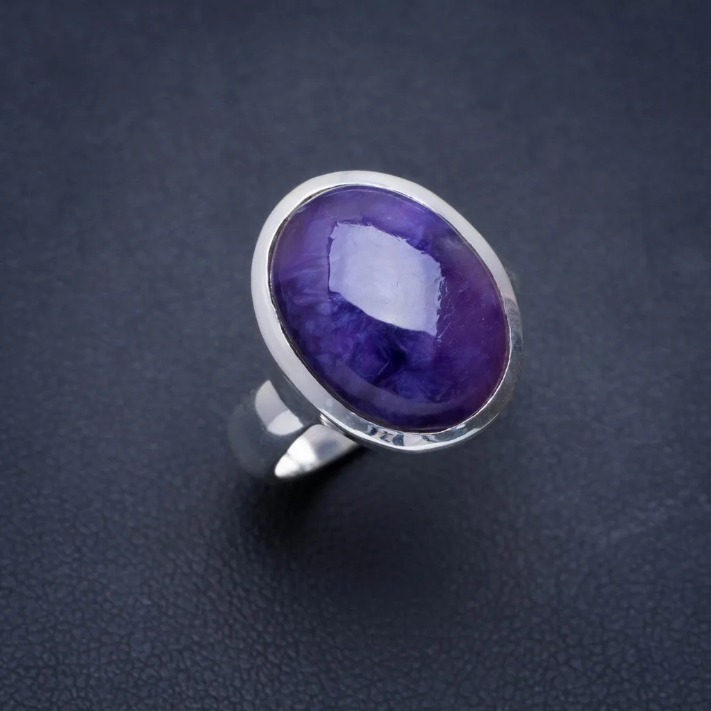Natural Charoite Handmade Unique 925 Sterling Silver Ring 6.75 A1153