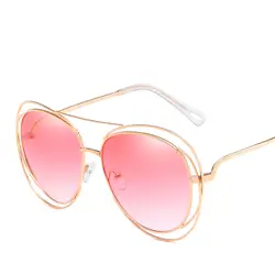 2019 Модные солнцезащитные очки Для женщин двойной металлический каркас негабаритных солнцезащитные очки винтажная, брендовая
