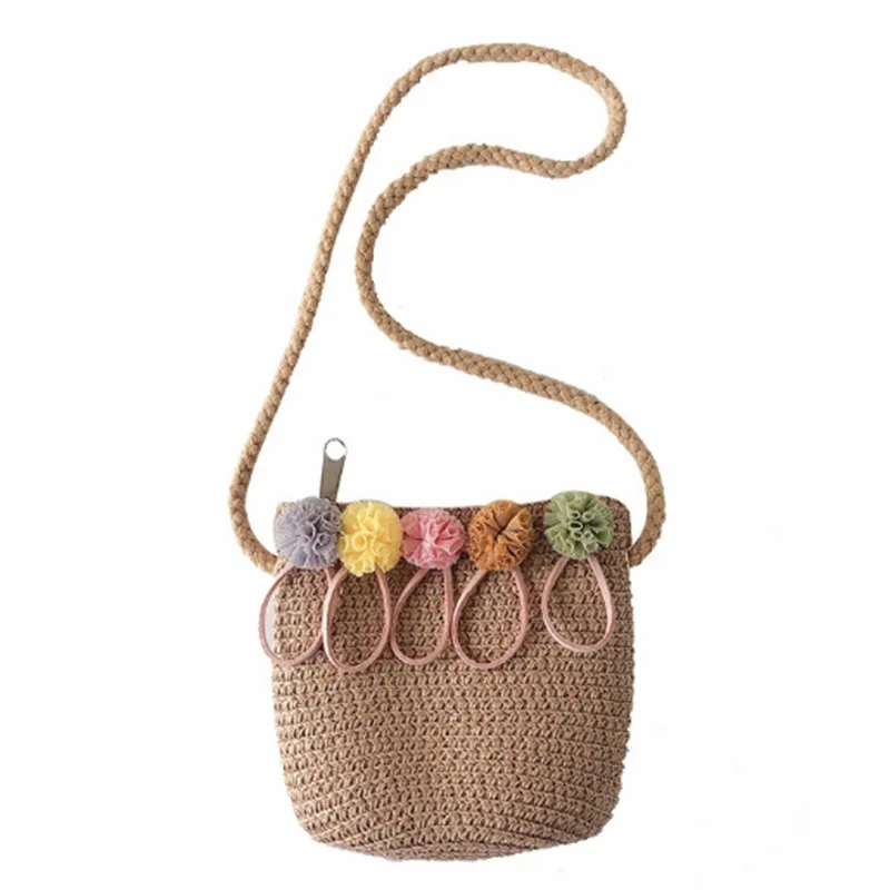 

Straw Bag Beach Cute Floral Mini Zipper Shoulder Bag For 1-3 Years Girls Rattan Bag Shoulder Straw Handbag Girls Kid Handbag