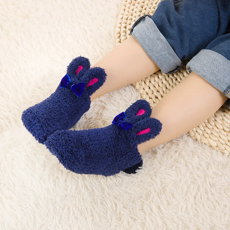 

Autumn And Winter New Style Coral Cloth with Soft Thick Baby Socks Stereo Cute Girls Little Rabbit Socks