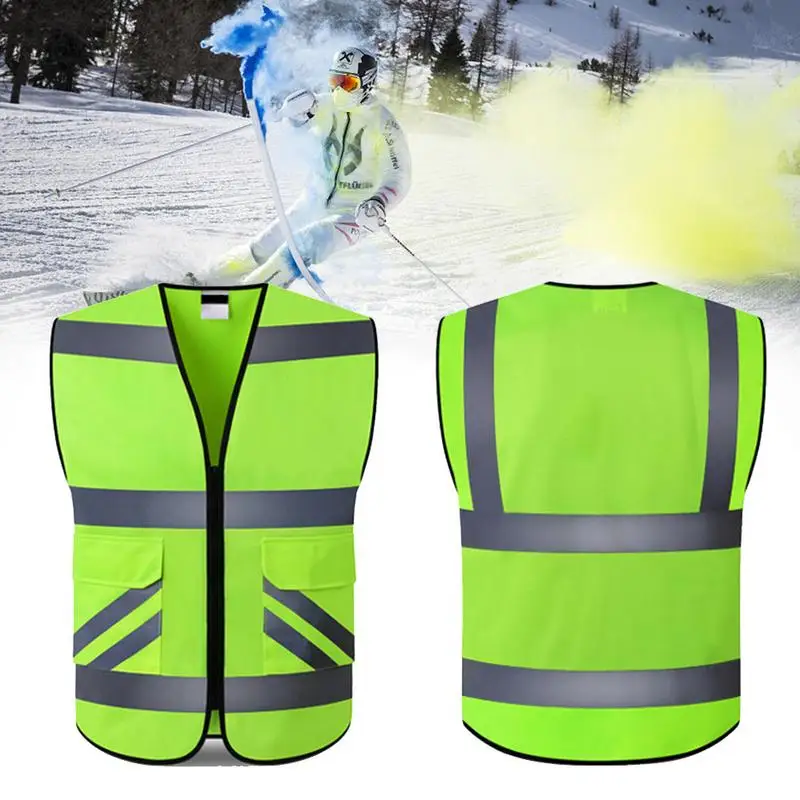 Защитный жилет Hi Vis 2 кармана светоотражающая куртка класса защитный для улицы