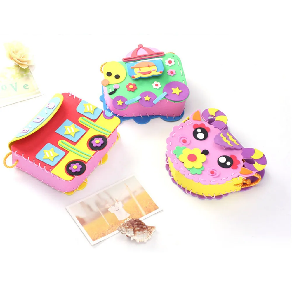 

DIY EVA Bag Sticker Interactive Educational Kids Non-woven Cloth Cartoon Animal Flower Handmade Sewing Applique Kids Craft Toys