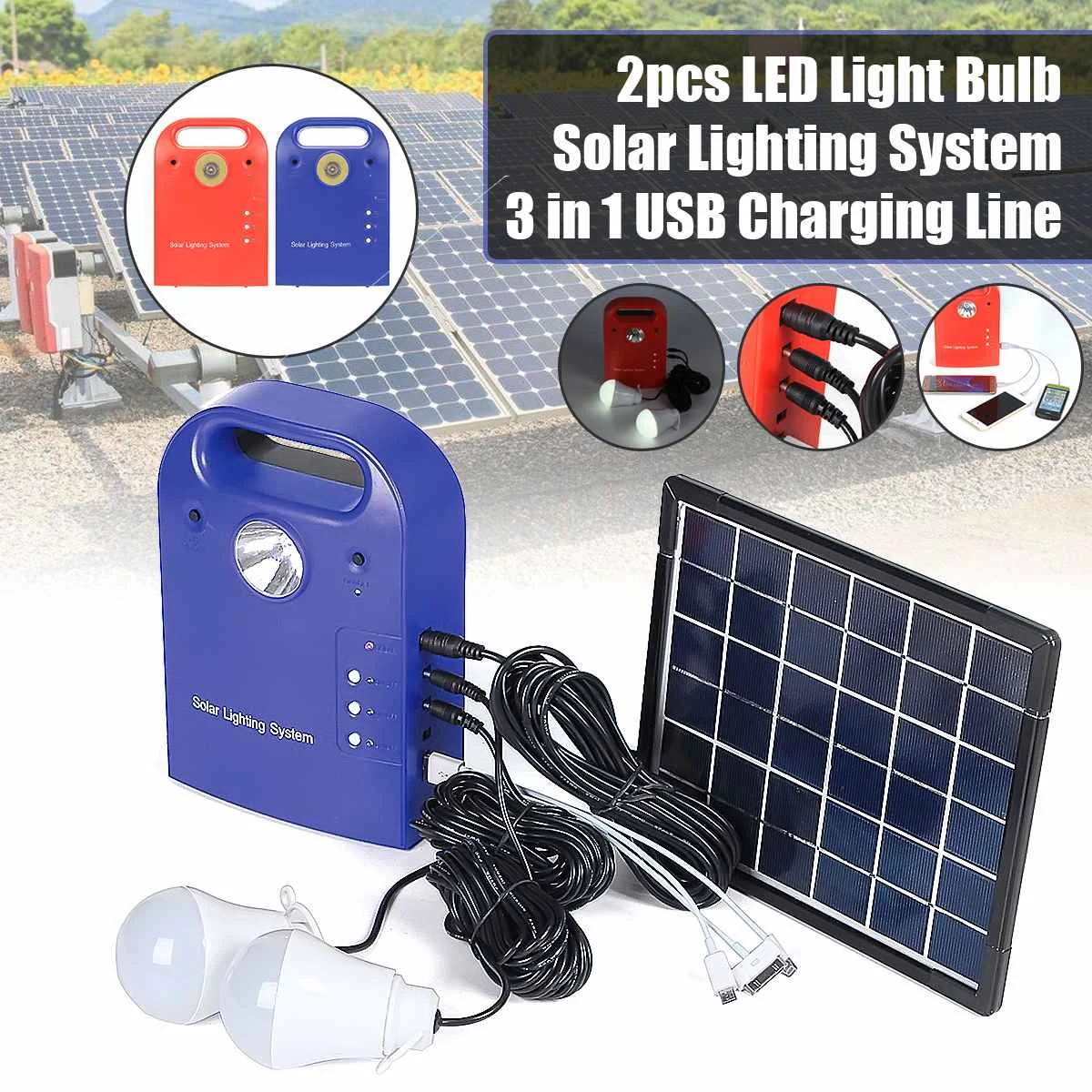 

5W Portable Small DC Home Outdoor Lighting Solar Panels Charging Generator Power System