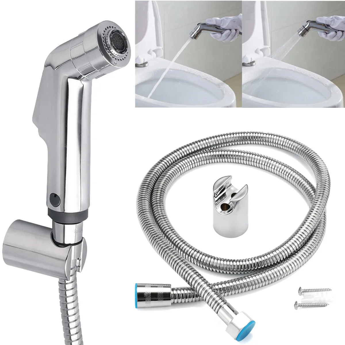 

Stainless Steel Toilet Bidet Tap Set Handheld Hygienic Shower Portable Bidet Sprayer Guns Toilet Seat Bidet Home Hand Held Spray