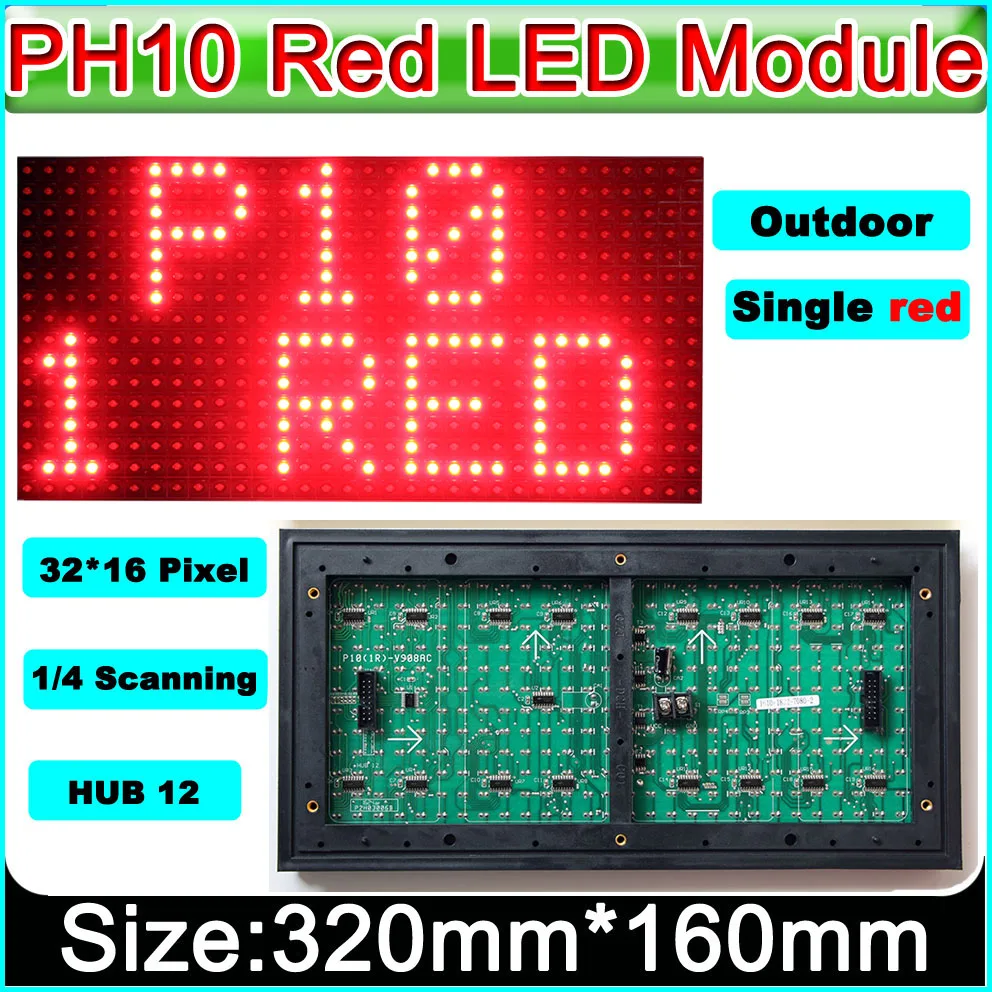 

2019 NEW Red LED sign panel P10 Outdoor LED Display Module,Message Board,Brand Sign,Waterproof,High Brightness