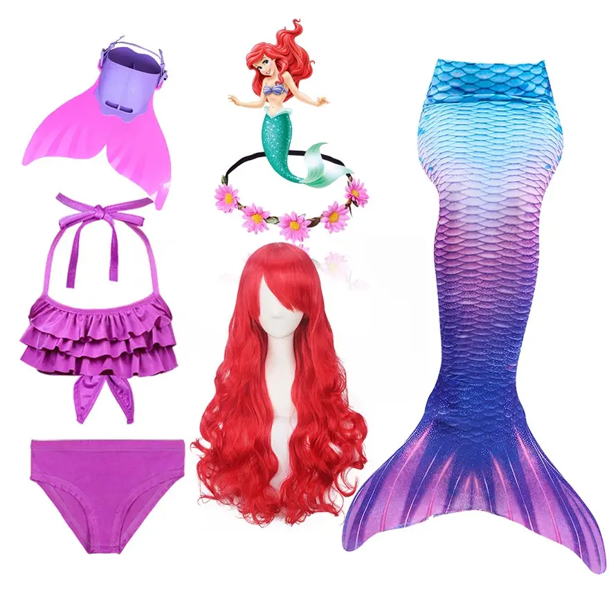 

Swimming Mermaid Tail can Add Monofin Flipper Fin Swimsuit Girls Children Swimmable Mermaid Tail Costome Cosplay Wig Garland