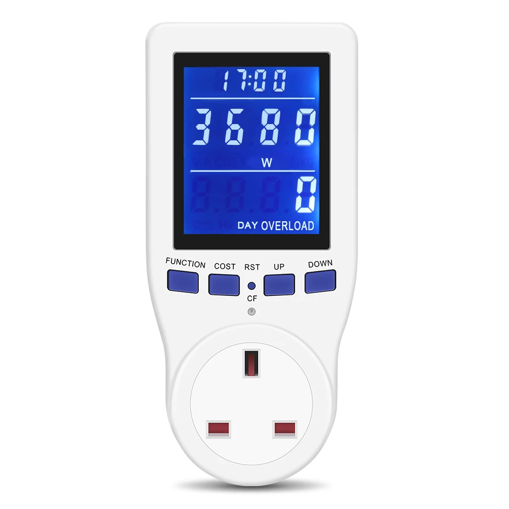 UK Plugin Electricity Power Consumption Meter Energy Monitor Watt Kwh