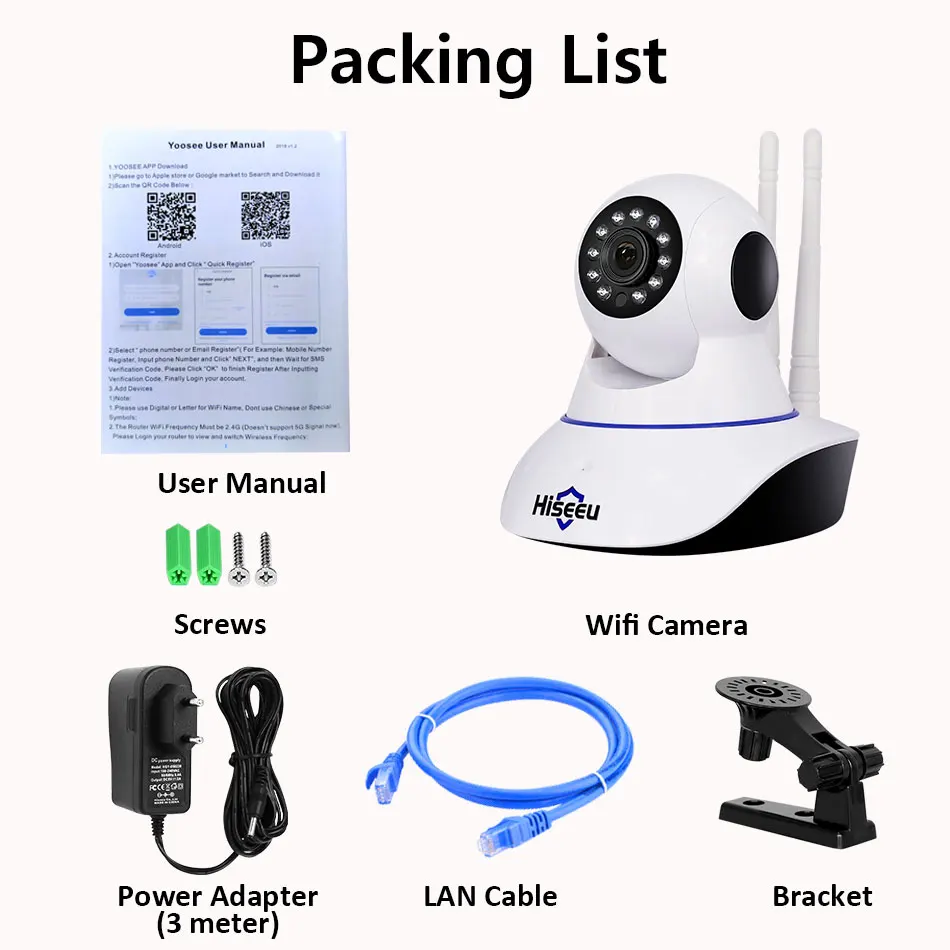 Hiseeu HD 720P Беспроводная ip камера wifi ночного видения IP сетевая видеонаблюдения P2P