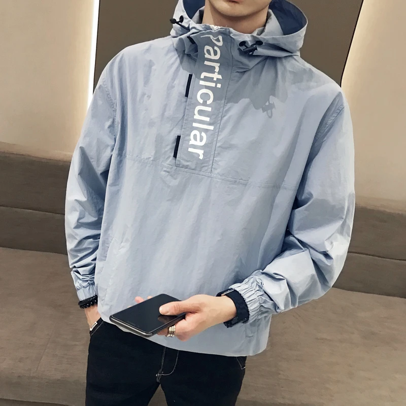 Pullover Sunscreen Clothing Summer Jackets Men Fashion 2019 Chaqueta Hombre Streetwear Bomber Jacket Hooded Print Outwear Coat