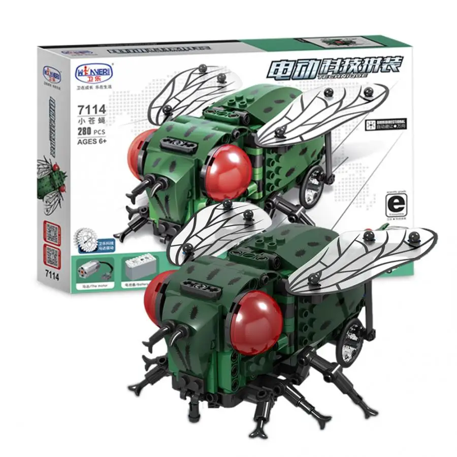 

280pcs Simulated Insect Building Blocks For Baby Kids DIY Electric RC Fly Blocks Legoingly Technic Assemble Kits Education Toy