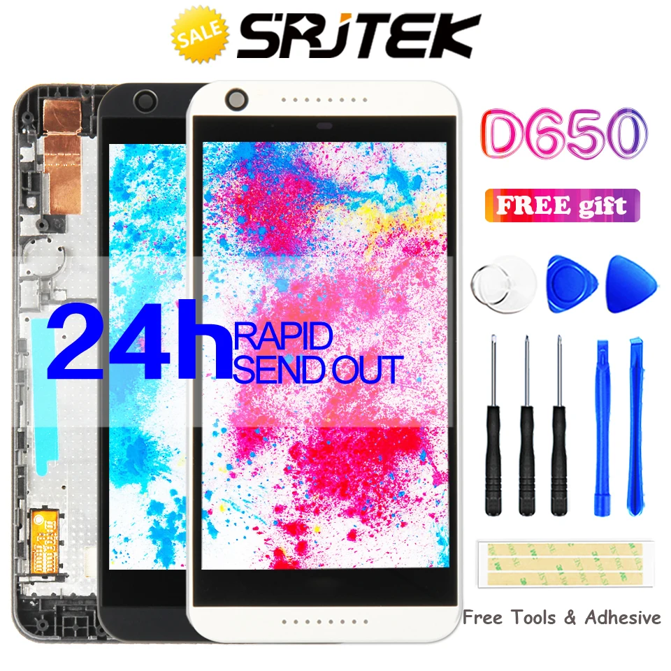 

Srjtek 5.0'' For HTC Desire 650 LCD For HTC Desire 650 Display Touch Screen Digitizer Sensor Glass With Frame D650 LCD Display