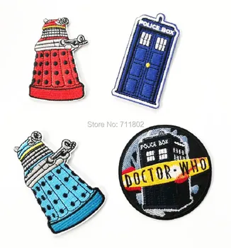 

Telephone booth Doctor Who iron on patches embroidery appliques movie clothing accessories wholesale