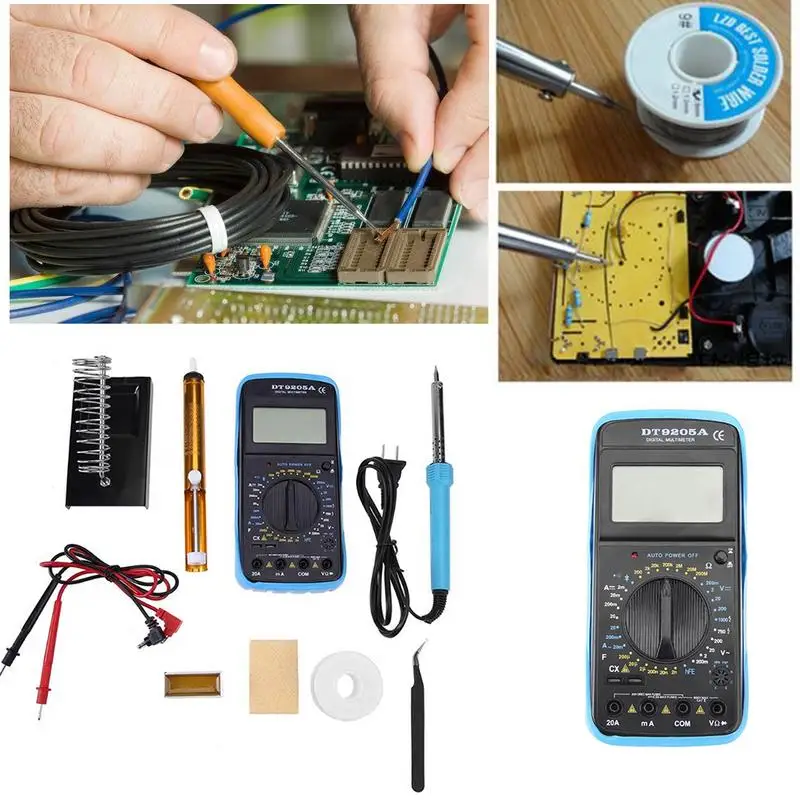 

8PCS Digital Multimeter Home Welding Repair Tool 60W Soldering Iron Set
