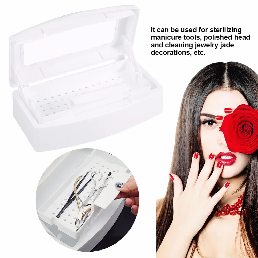 Контейнер для стерилизации ногтей белый пластиковый инструмент салона