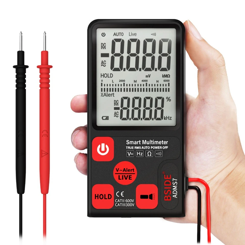

ADMS7 Smart Multimeter True RMS Digital Multimeter Measuring AC/DC Voltage Resistance Frequency with LCD Display Voltage Meter