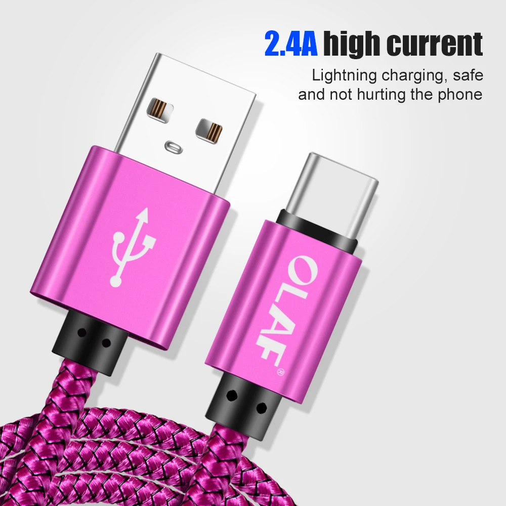 Олаф USB-C usb type-C кабель 3 м 2 м 5 в 2,4 А кабель для быстрой зарядки для samsung s9 s8 note 8 9 huawei xiaomi mi6 mi 8 oneplus type-c