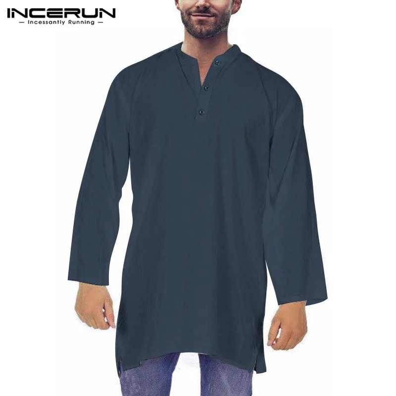 Мужские рубашки с длинным рукавом, многоцветные Свободные мешковатые пакистанские мусульманский Саудовский арабский индийский Мужской наряд