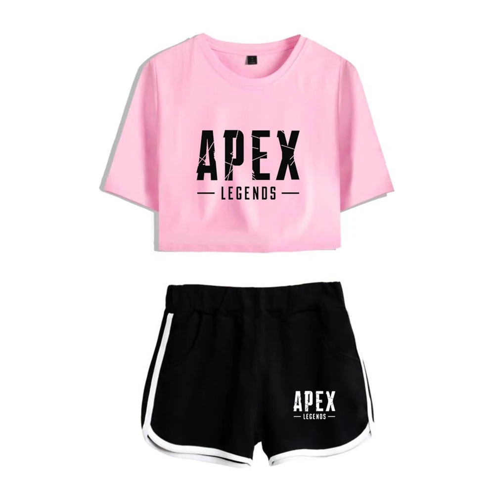 2019 New Fashion Casual Style Summer T-shirt Shorts Sexy Lady Navel Exposed Sports Concise Loose T-shirt Short Sleeve Casual Set