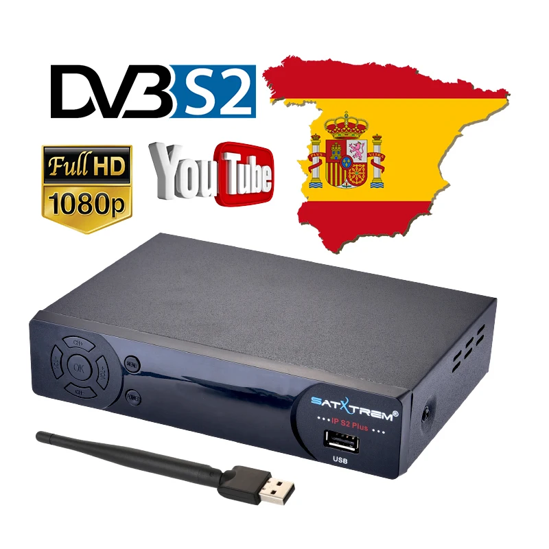 

Satxtrem IPS2 Plus DVB-s2 Full HD 1080p Satellite TV Receiver Free Subscription 8-Clines 1 Year Spain Europe Server IPTV TV Box