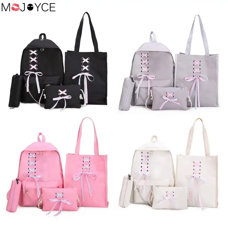 

4pcs/set Hot Composite Bags Korea Style Backpack School Bag for Teenager Girls with Pencil Case Shoulder Bag smiggle backpack