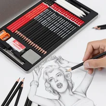 30 Pcs Sketch Pencil Set Professional Sketching Drawing Set Kit 2B 3B 4B 5B 6B 8B HB 2H 3H Pencils School Students Art Supplies