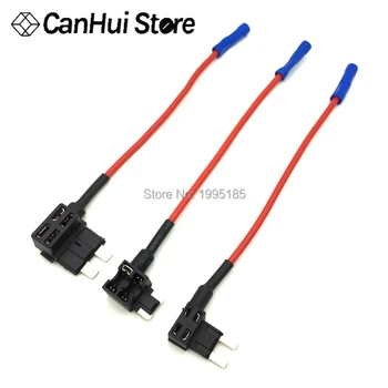 

12V MINI SMALL MEDIUM Size Car Fuse Holder Add-a-circuit TAP Adapter with 10A/15A Micro Mini Standard ATM Blade Fuse