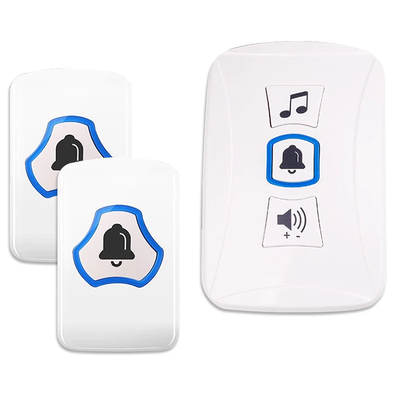 

Mayitr Wireless Door Bell Cordless Blue LED Flash 32 Chimes Plug In Doorbell Household Hardware Doorbells