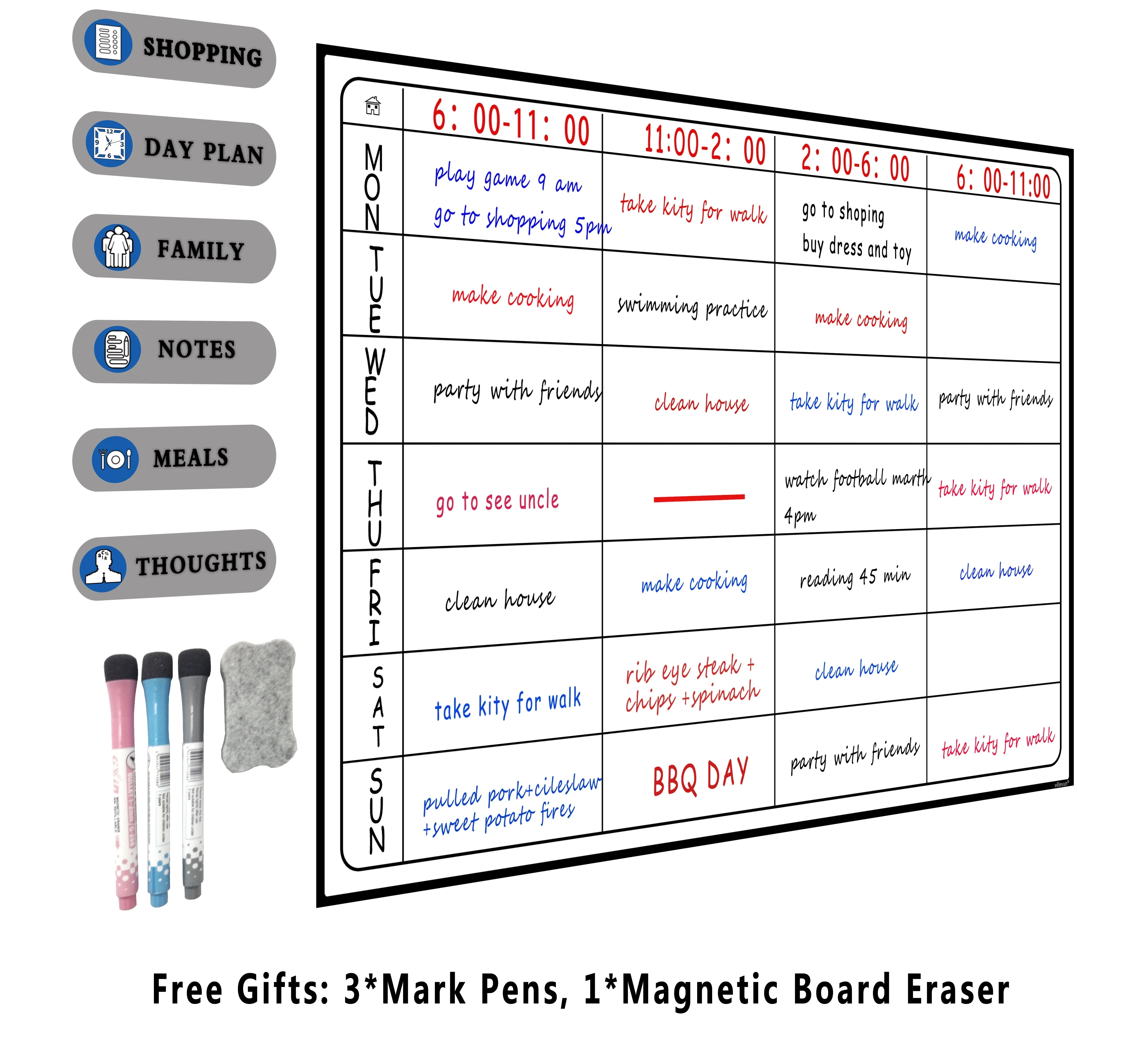 A3 Dry Erase Weekly Planner Board Multiple Magnetic Whiteboard Daily