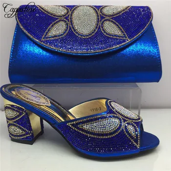 

Capputine Latest PU With Rhinestone Woman Shoes And Bag Sets Nigerian Summer High Heels Shoes And Bags For Party Dress BL165C