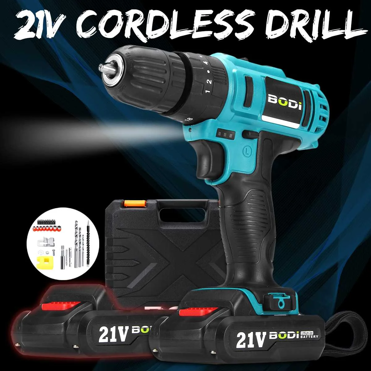 

21V Double Speed LED Light Electric Screwdriver Cordless Drills Wireless Rechargeable Battery Driver Parafusadeira Power Tool