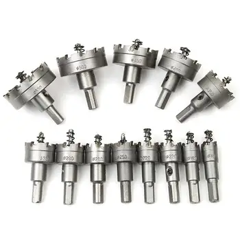 

13Pcs/Set Carbide Tip HSS Drill Bits Saw Set Metal Wood Drilling Hole Cut Tools for Installing Locks Drill Bits Tool Accessory