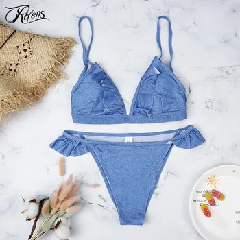 

Urifens 2019 Summer Sexy Bathing Suit Beach Swimwear Women Swimsuit Ruffle Bandage Push Up Micro Bikinis Femme Biquinis LJN76