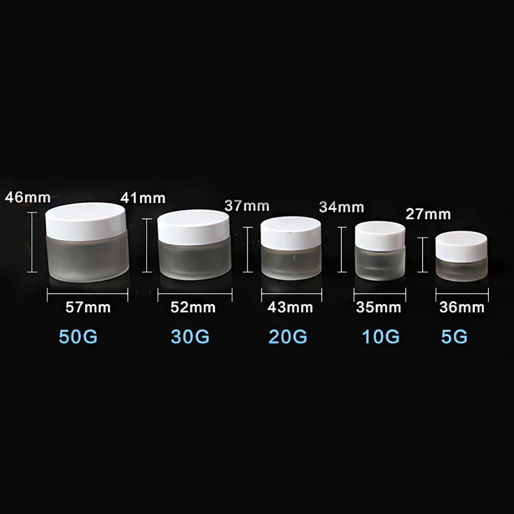 

100pieces High quality 50g frosted cream jar with white lid, glass empty 50ml cosmetic jar for cream container