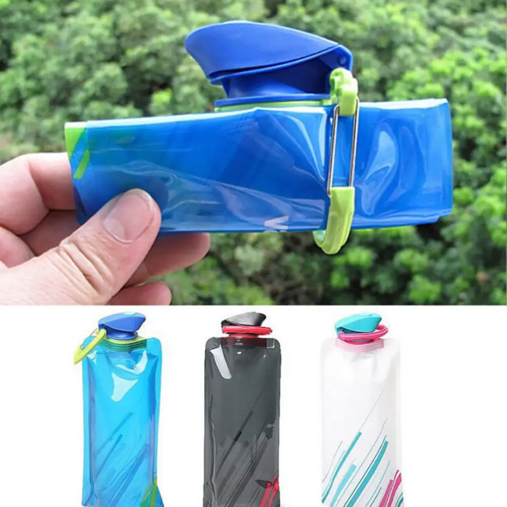 

New Fashion 700ml Reusable Foldable Flexible Water Bottle Pouch Bag Camping Hiking Tool