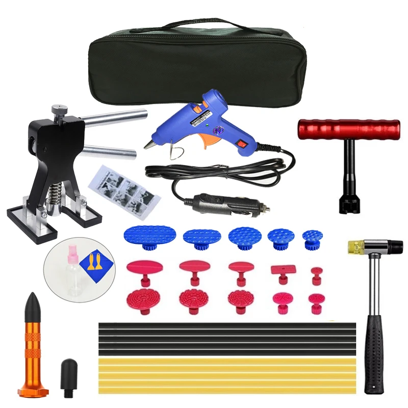 

35Pcs/Set 12V Glue-Gun Metal Dent Lifter-Glue Puller Tab Car Hail Removal Paintless Car Painless Dent Repair Tools Kit