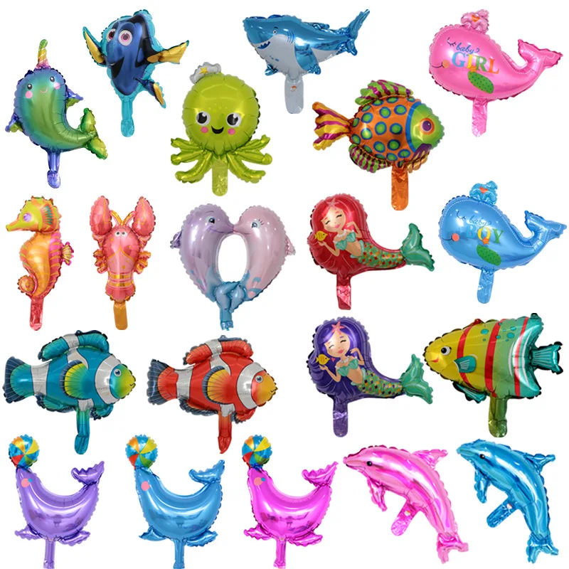 

5pcs Mini Style Underwater World Fish Foil Balloons Birthday Party Decorations Kids Whale Dolphin Balloons Mermaid Party Favors