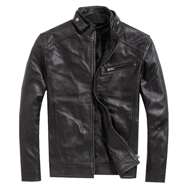 

2019 Spring Fashion Real Leather Jacket Men Classic Designer Motorcycle Genuine Leather Jacket Men Black Sheepskin Jacket M-5XL