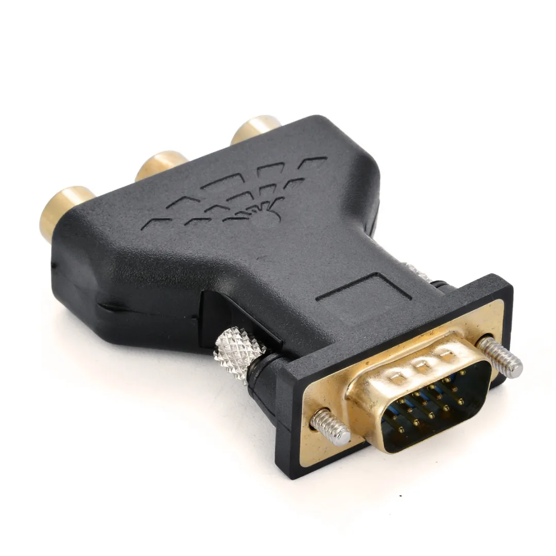 

MAYITR 3 RCA VGA Connector Black RGB Video Female To HD 15-Pin VGA Style Component Video Jack Adapter Plug