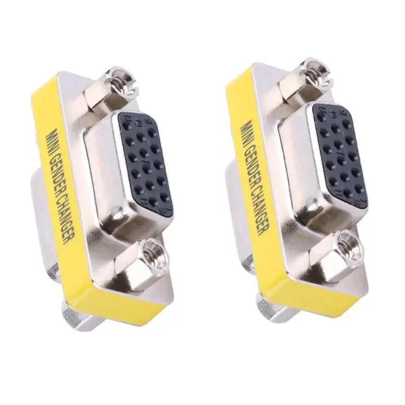 

2pcs 15pin VGA Female to Female Adapter Gender Changer Coupler Extender Converters Connectors