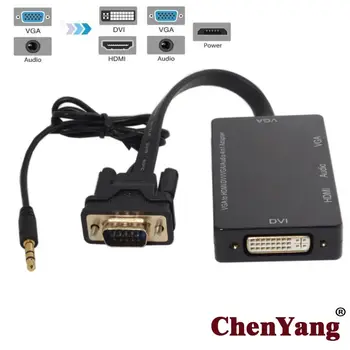 

Chenyang VGA to VGA/Audio/HDMI/DVI 4in1 Dongle Adapter Multiport Splitter Converter for HDTV PC Monitor Projector