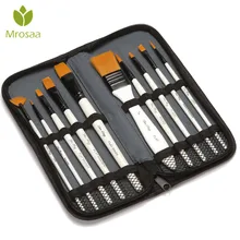 10 шт белый набор кистей для рисования для художника нейлоновые волосы акварельные акриловые кисти для живописи маслом Рисование товары для рукоделия с чехол для переноски