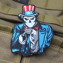 Череп Uncle Sam вышивка патч эмблема значок США военный я хочу вас Тактическая Военная Боевая нашивка для рюкзак для одежды