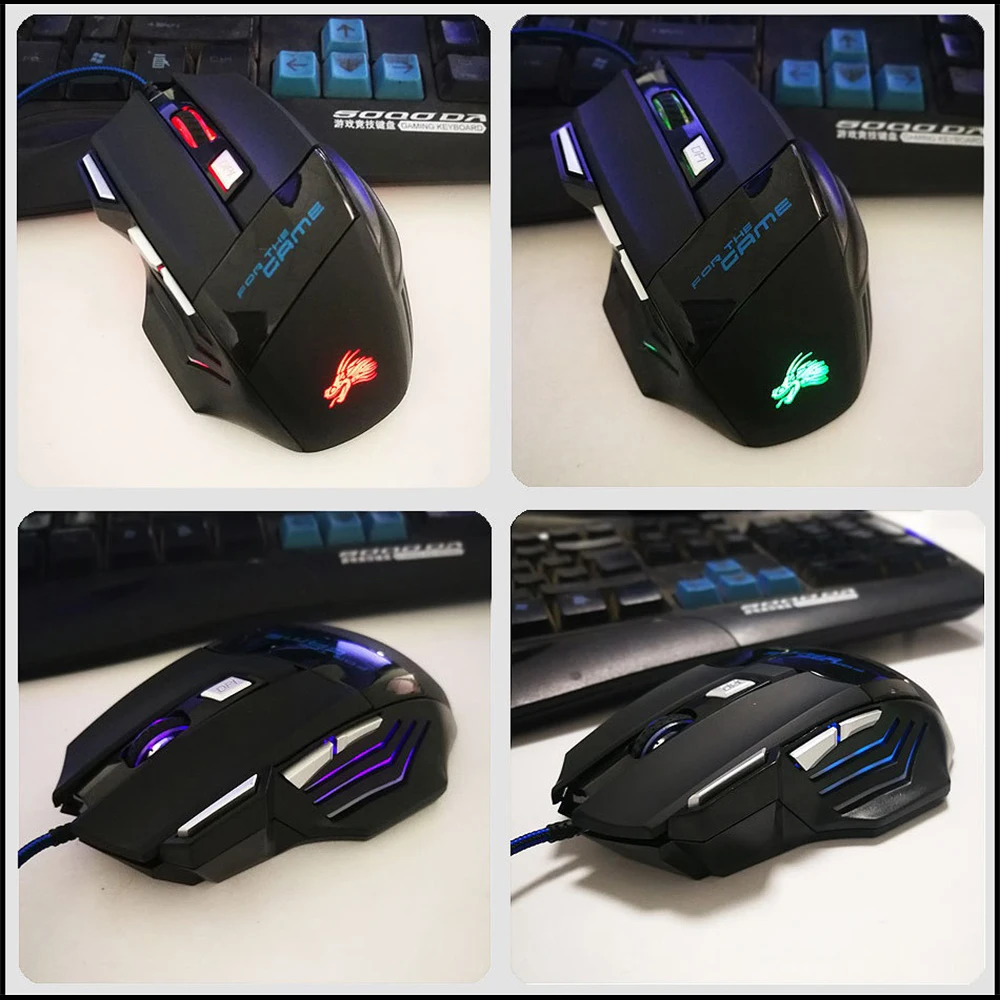 Professional Wired Gaming Mouse 7 Button 1000-5500 DPI Adjustable LED Optical USB Computer Mouse Game Mouse Silent Mouse For PC