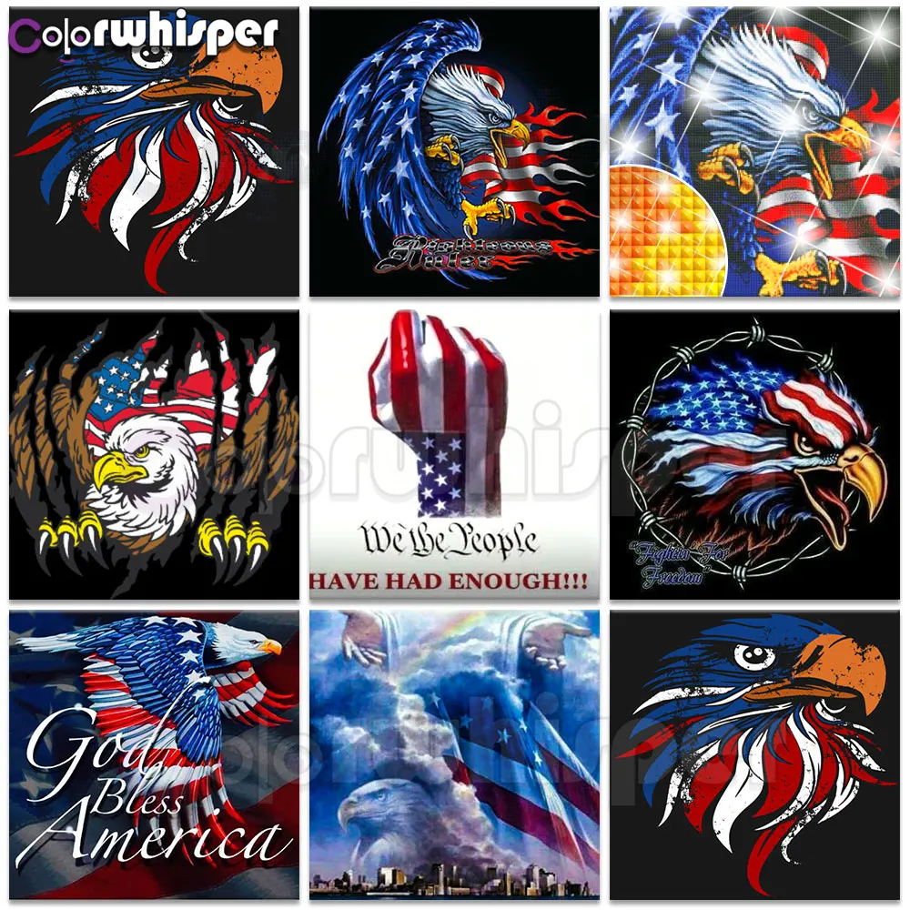 

Diamond Painting Full Square/Round Drill Patriotic American Bald Eagle Usa Flag Daimond Painting Mosaic Cross Stitch Picture 597